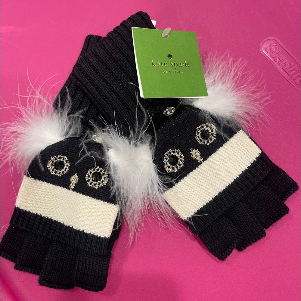 Kate Spade Wool fingerless penguin gloves